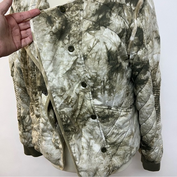 Anthropologie Marrakech Quilt Jacket Bomber Coat Olive Green Tie-Dye Medium $188 - Picture 2 of 10